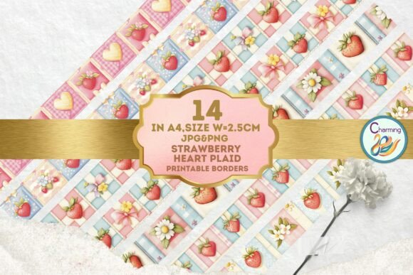 Download Fussy Cut: Strawberry Heart Plaid - Premium Resources