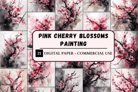 Download Pink Cherry Blossoms Digital Painting - Digital painting Collection