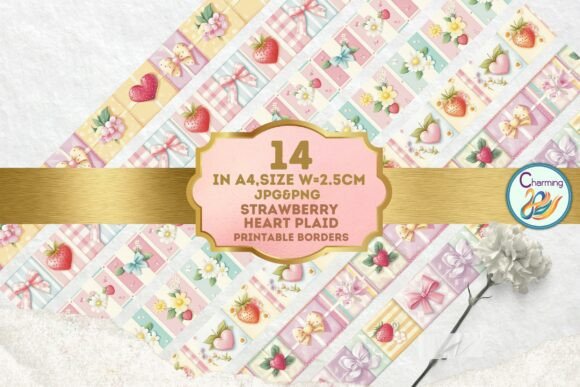 Download Fussy Cut: Strawberry Heart Plaid - Premium Resources